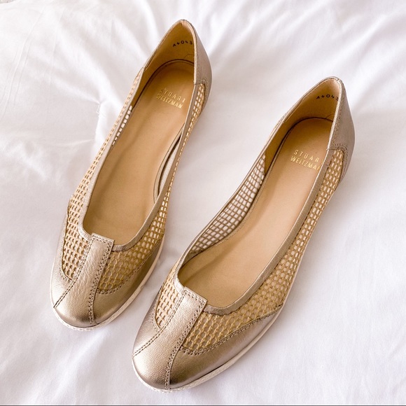 Stuart Weitzman Shoes - STUART WEITZMAN Obsessorize Metallic & Mesh Flats